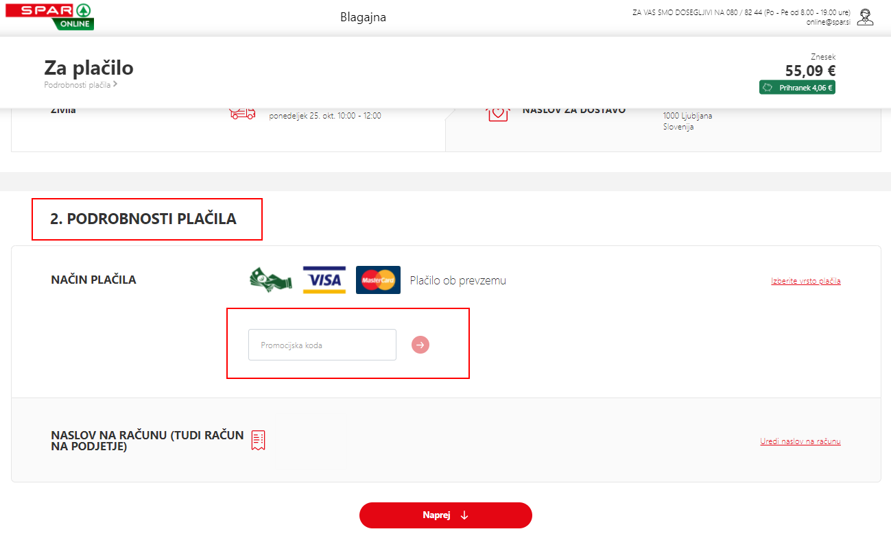 Spar koda za popust