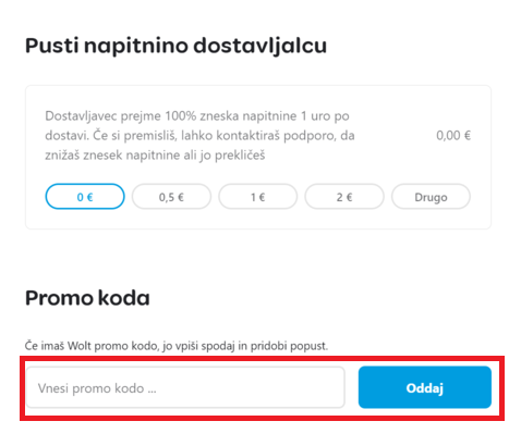 Wolt koda za popust