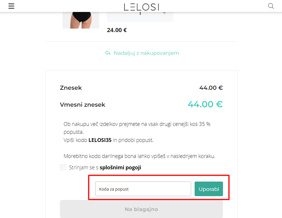 Lelosi koda za popust