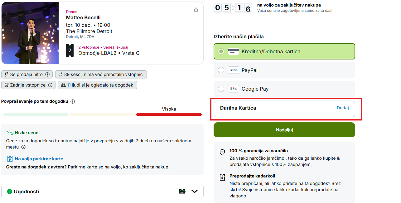 Viagogo koda za popust