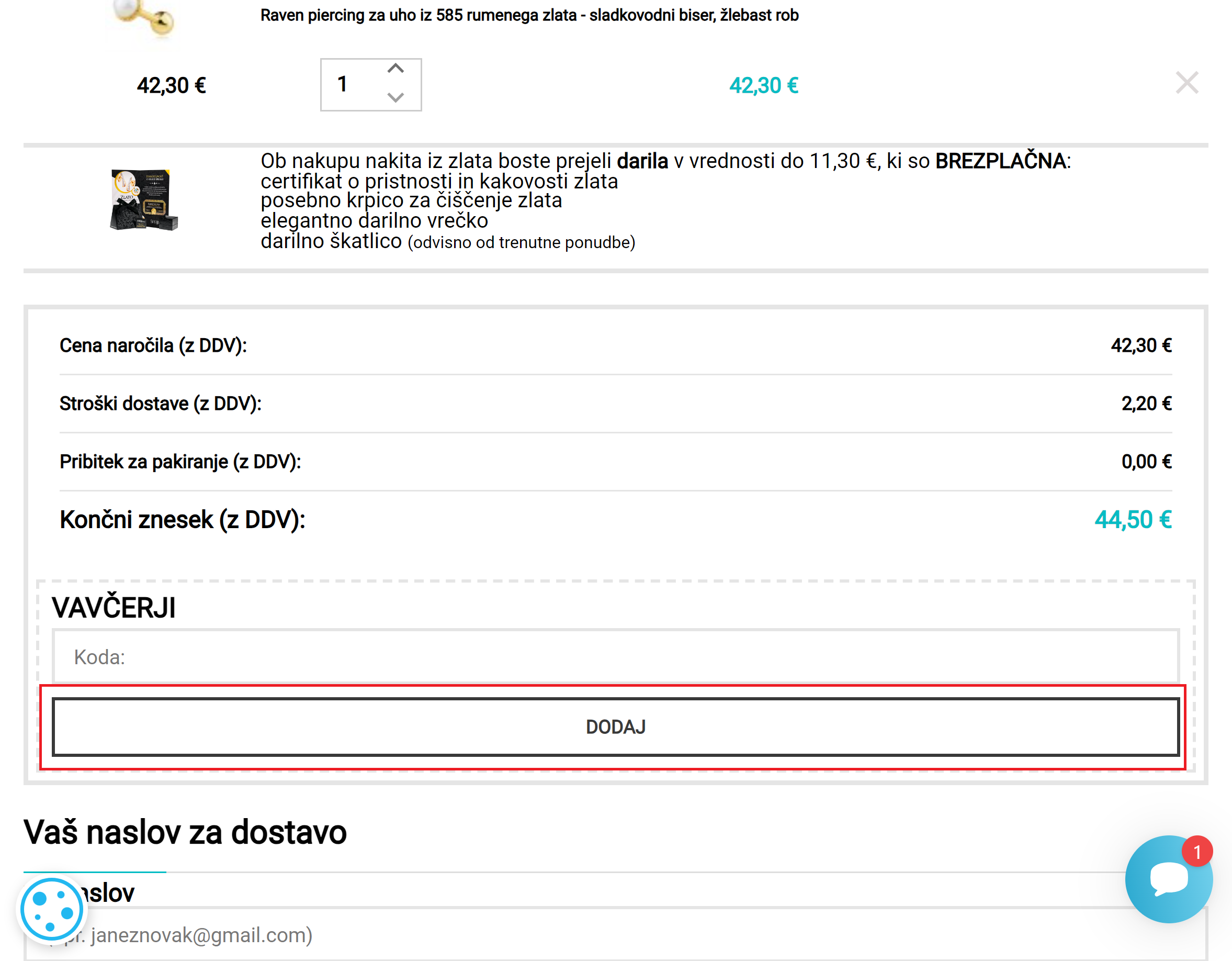 Nakit-eshop koda za popust